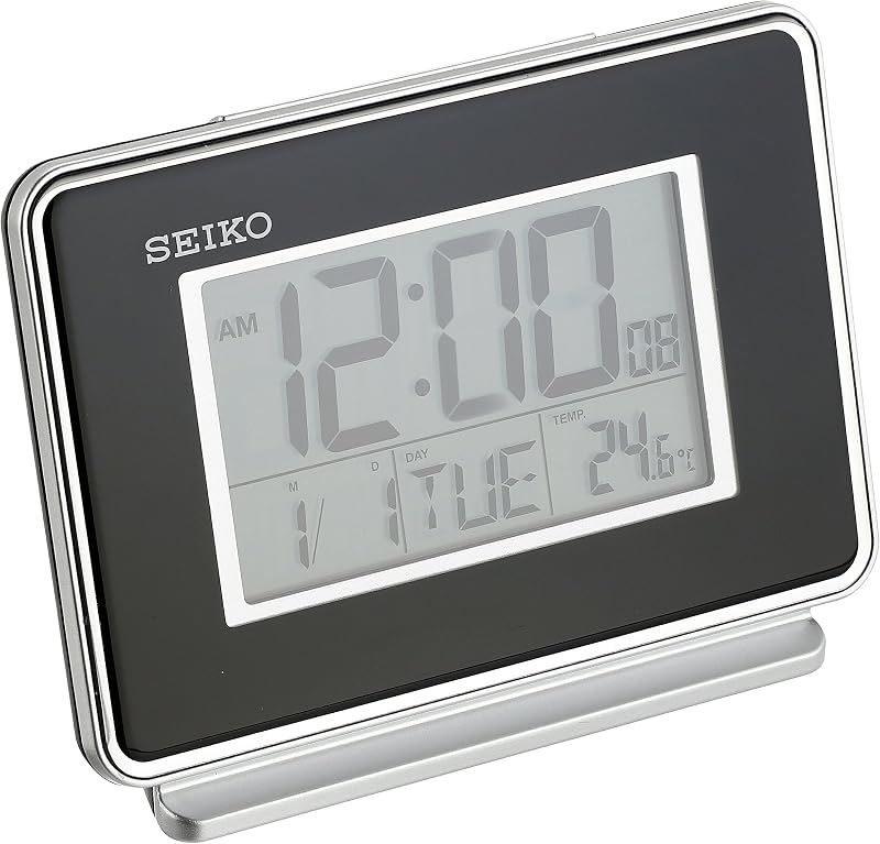 SEIKO Hudson Everything - Reloj despertador digital para dormitorio, color negro