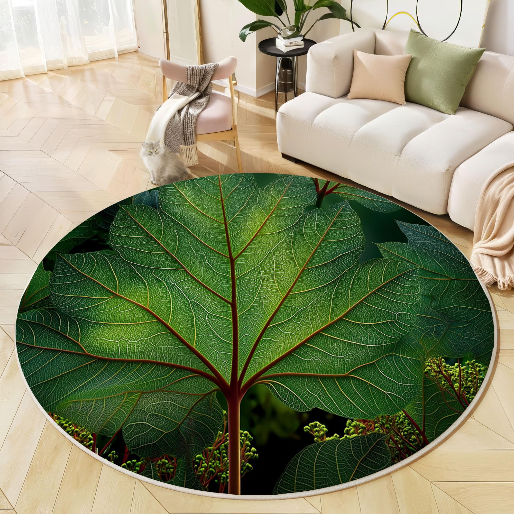 Tapis rond de nervures pour chambre à coucher et dortoir familial à texture naturelle douce