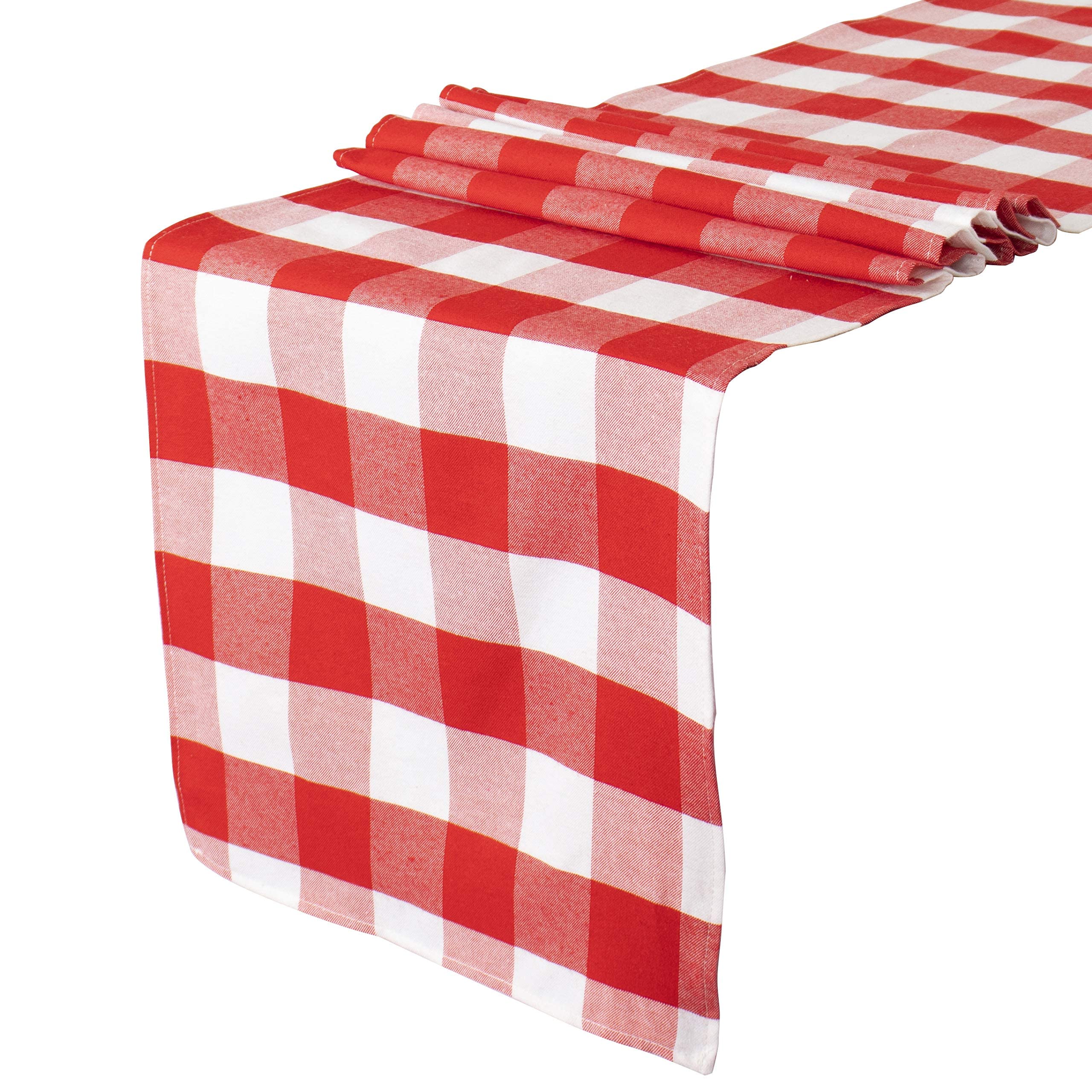 Photo 1 of ShinyBeauty Red & White Gingham Cotton Table Runner 13"x108"
