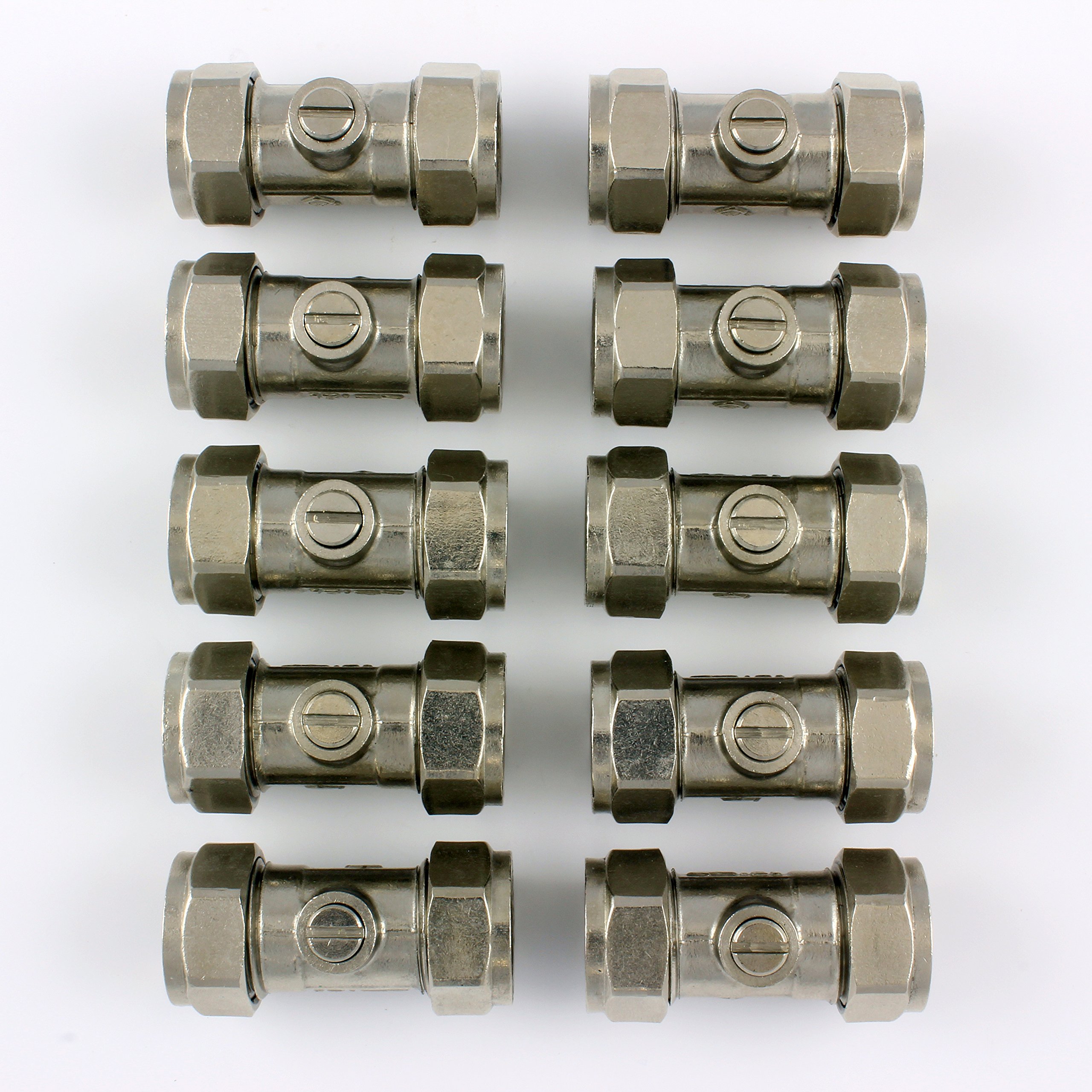 15mm Chrome Plated 2-Port Brass Compression Valve (Packet of 10)