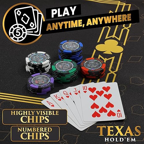 Miniatura 6 de Pure Bluff Juego de fichas de póquer con estuche, 300 fichas de póquer de arcilla con 2 barajas de cartas, botón de distribuidor y estuche de