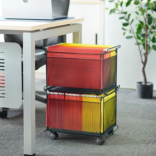 Miniatura 2 de Artesa Presa - Cesta organizadora de almacenamiento de archivos plegable y apilable, juego de 2, color negro