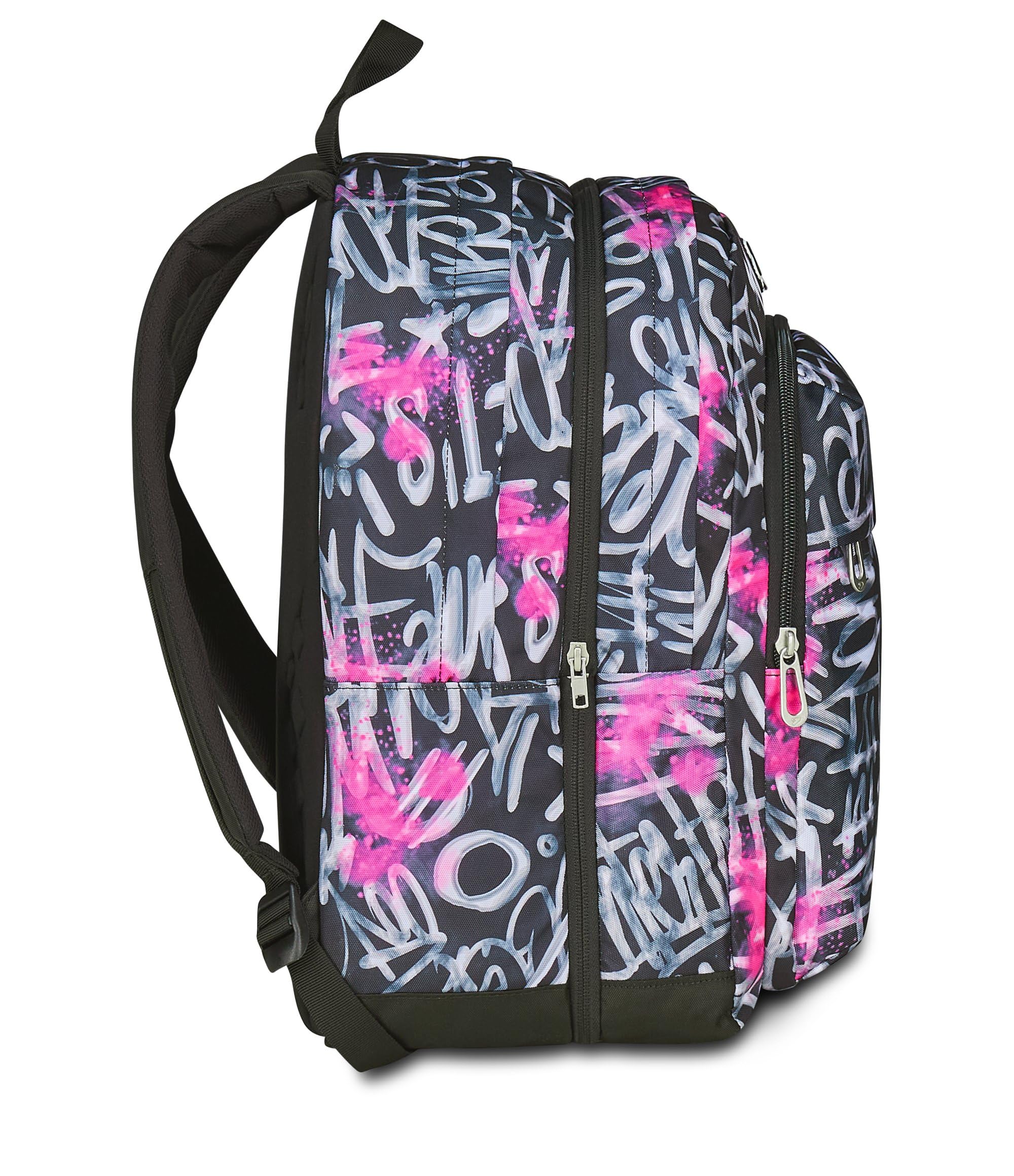 Seven Zaino Scuola Pro XXL Detach con Cuffie Wireless, Nero Fucsia, Tasca Interna Porta PC e Tasca Laterale per Borraccia, 33 L, Scuola Media e Superiore, Zaino Ragazza