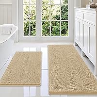 Vista 23 de Smiry - Juego de alfombras de baño de 2 piezas, suaves, absorbentes, de felpilla, lavables a máquina, antideslizantes, para bañera, ducha y piso Gris