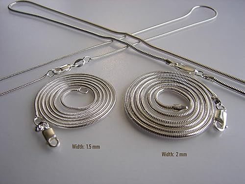 Vista 3 de Collar de cadena de serpiente flexible de plata de ley 925, redondo de plata maciza