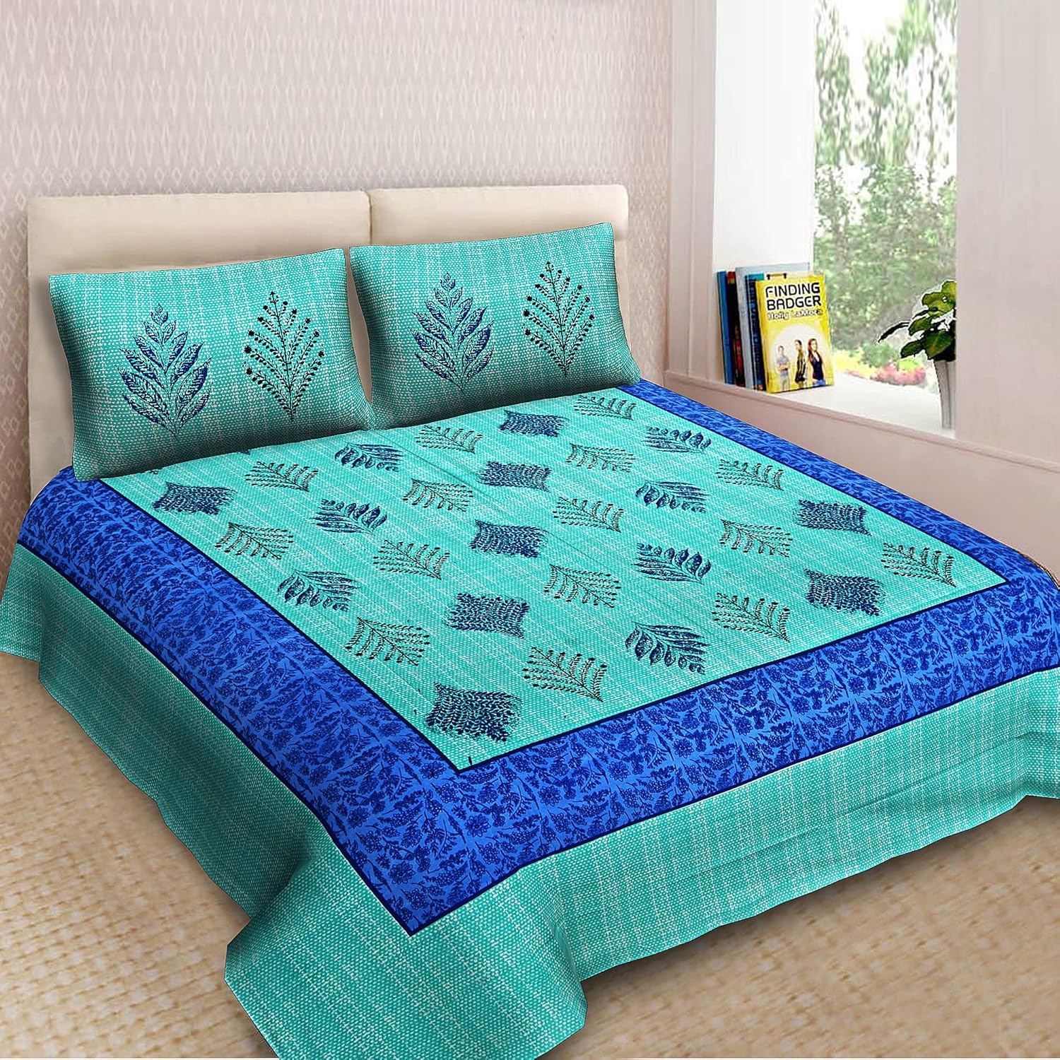 Fabricart 100 Cotton 144TC Double King Jaipuri Bedsheet (90x108 in