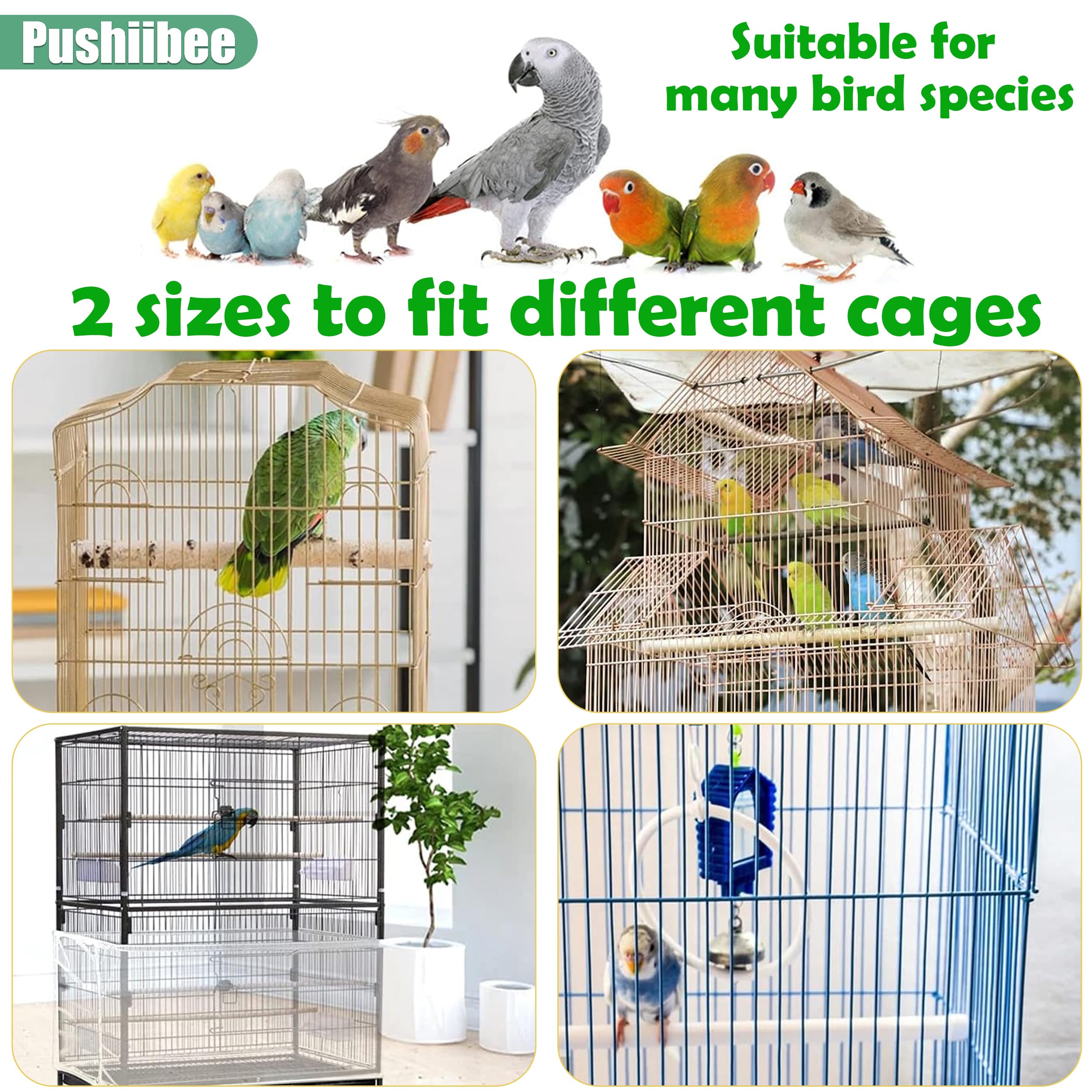 Copertura Gabbia Per Uccelli, 4 Pezzi Raccoglisemi Per Gabbia con Velcro, 2 Misure Rete In Nylon Riutilizzabile Per Pappagalli Copri Gabbia Per Gabbie Rotonde e Quadrate