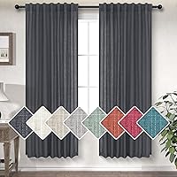 Vista 42 de Cortinas blancas estilo casa de campo de 108 pulgadas de largo para la sala de estar; juego de 2 paneles con pestaña trasera, bolsillo para barra
