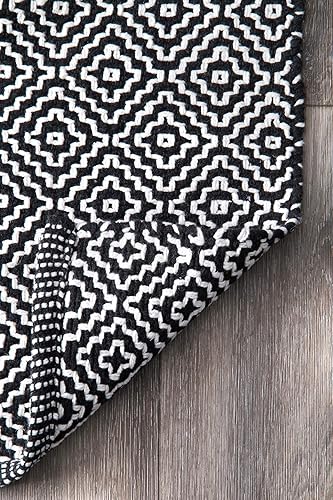 Miniatura 7 de nuLOOM Lorretta Tapete de área tejido a mano, Algodón, Negro