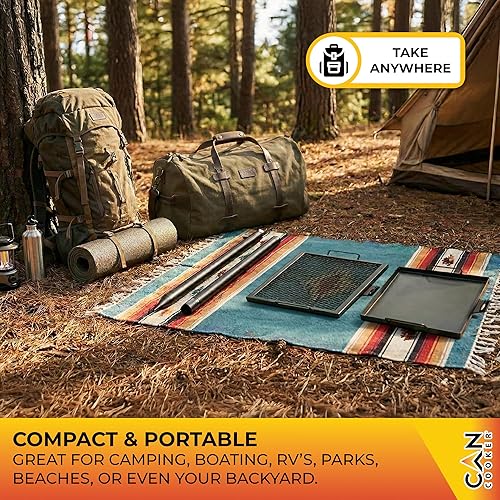 Miniatura 8 de GameMaker Parrilla de Cocina de Fuego Abierto – Parrilla de Fogata Portátil para Cocina de Llama Abierta, Fogatas, Anillos de Fuego al Aire Libre