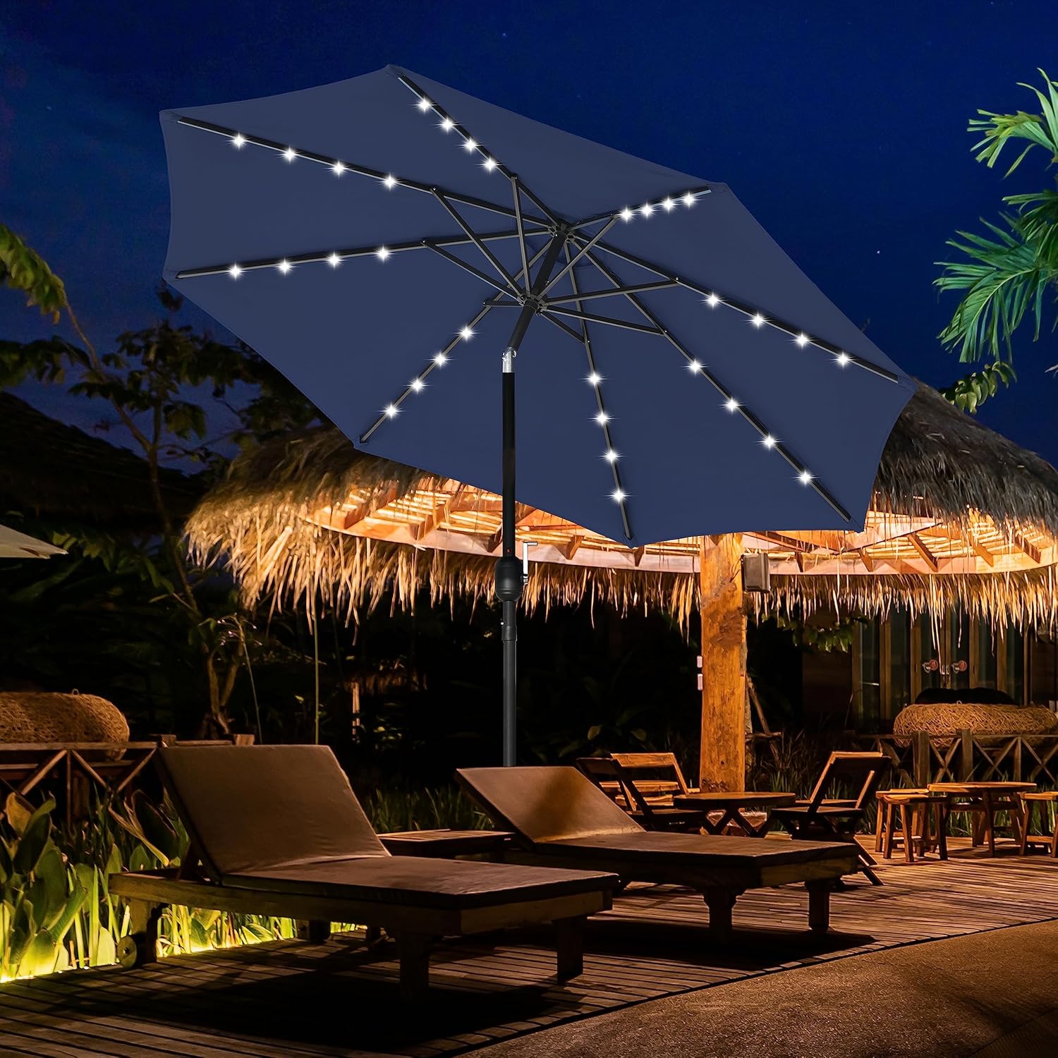 YSSOA 9ft/10ft Outdoor Market Patio Umbrella with 8 Sturdy Ribs, Tilt/Crank Push Button for Garden, Deck, Backyard and Pool