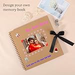 Scrapbook Album with 60 Pages Thick Kraft Paper, 8×8in Brown DIY Photo Book, Small Memory Book with Photo Corners for Baby Family Lovers Pets