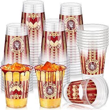 TURSTIN 60 Pieces Halloween Horror Circus Party Cups 16 oz Disposable Plastic Cups Creepy Carnival Party Decorations Horror Clown Cups for Circus Themed Party Halloween Party Supplies
