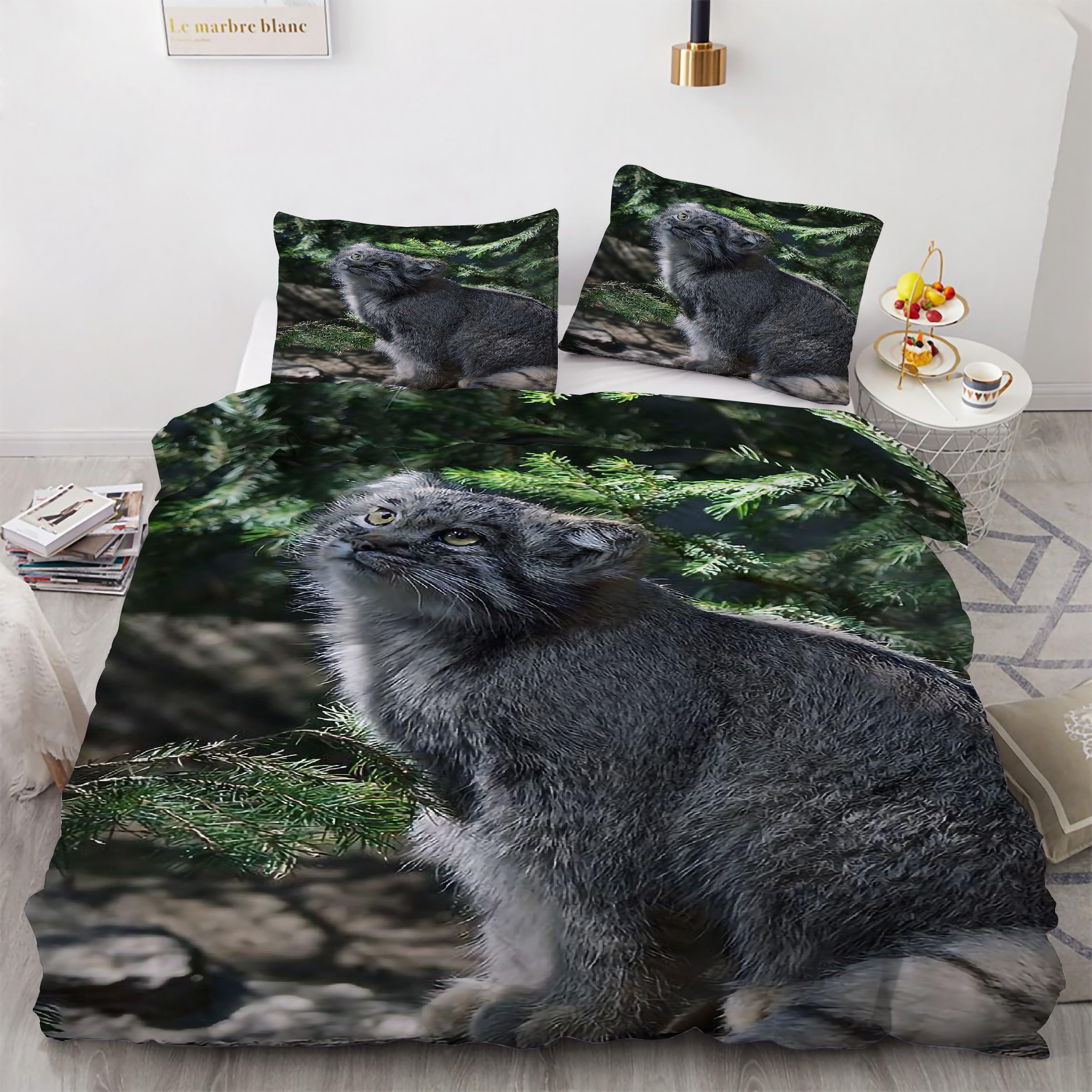Housse de couette 200x200 cm avec 2 taies d'oreiller 65x65 cm Manul