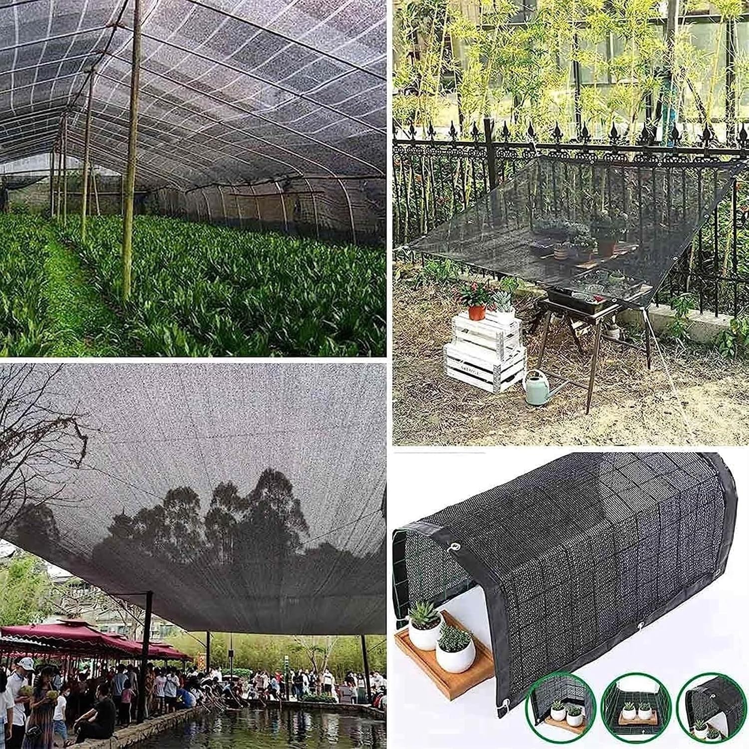 Greenhouse Shading Net with Grommets, Black 80% Sunblock Shade Cloth, UV Resistant, Durable Polyethylene Garden & Patio Cover for Plants and Flowers(8X10M)