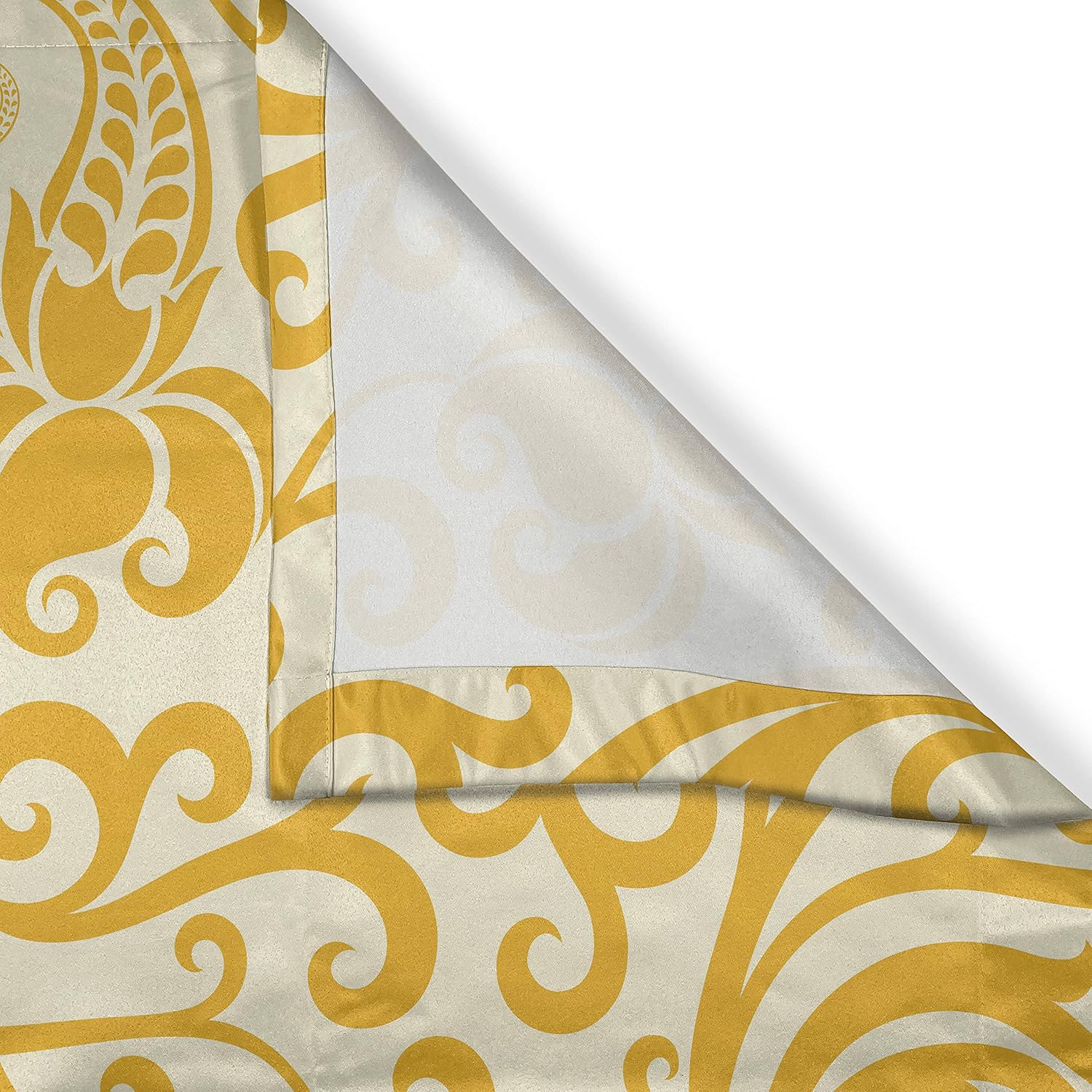 Ambesonne Art Nouveau Kitchen Curtains, Rococo Style Curved Spring Blooms Branches Leaves Boho, Window Drapes 2 Panel Set for Kitchen Cafe Decor, 55" x 39", Earth Yellow