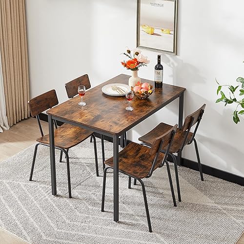 Miniatura 4 de Juego de mesa de comedor cuadrada de 5 piezas, mesa de cocina y sillas para 4, mesa de comedor moderna con 4 sillas para apartamento, cocina,