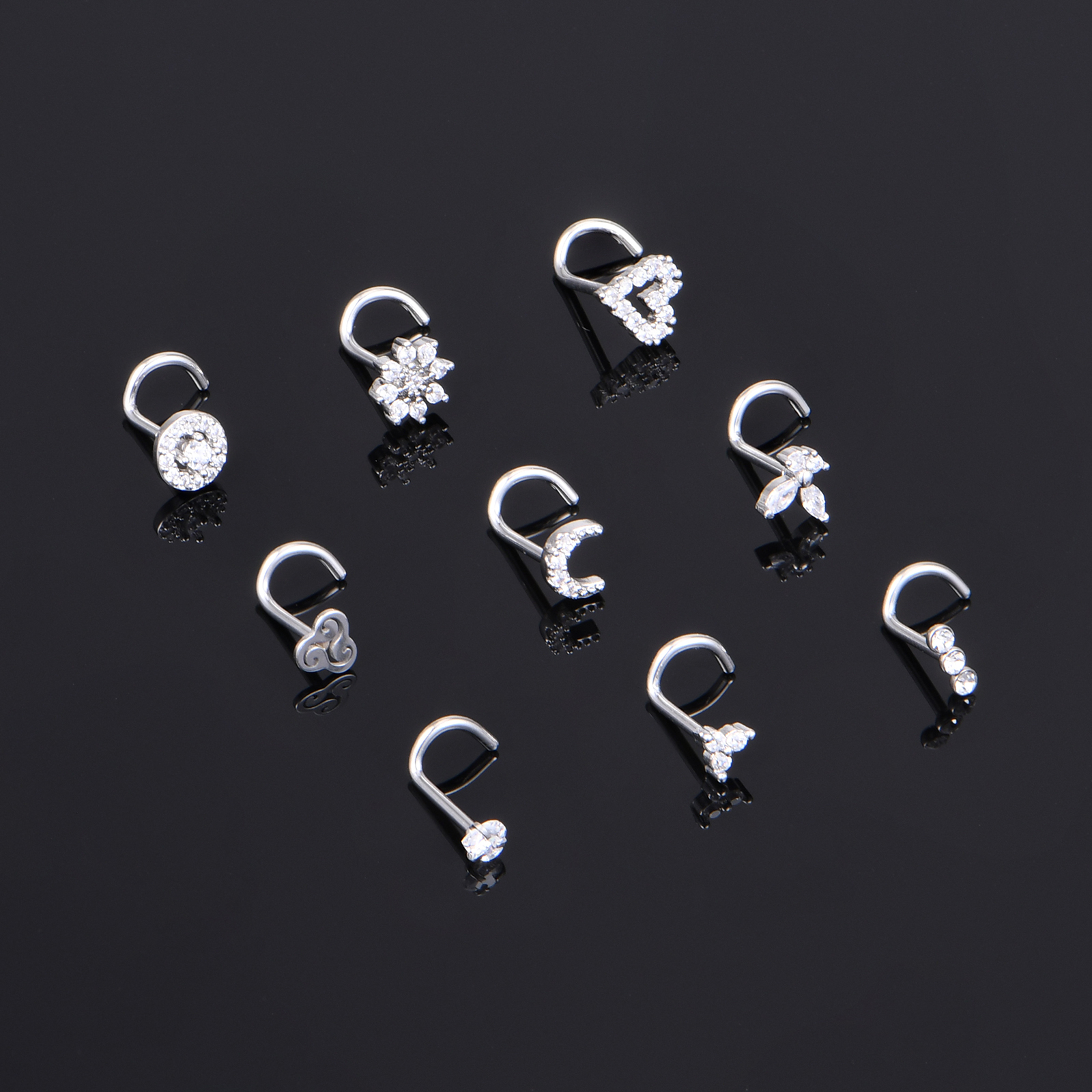Swarovski Anello Set 4 Orecchini A Perno In Argento Sterling 925 - Quadrati, Misure 3,4,5,6 Mm, Con Zirconi Set Orecchini Quadrati Sterling Silver - Foto 4