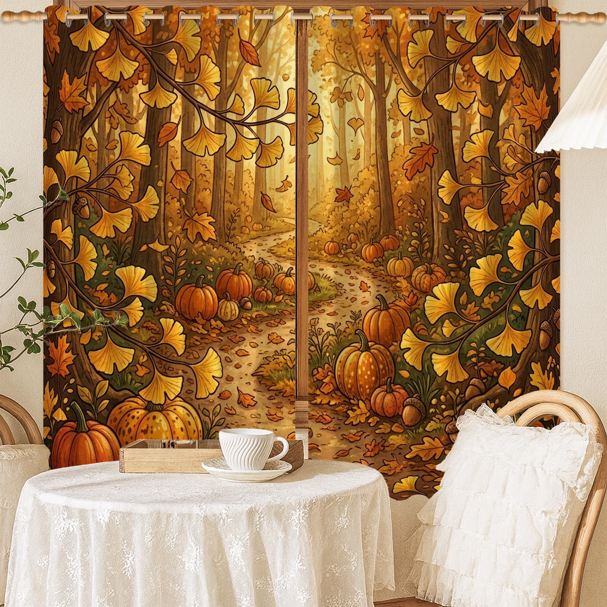 Rideaux occultants infroissables style rustique orange