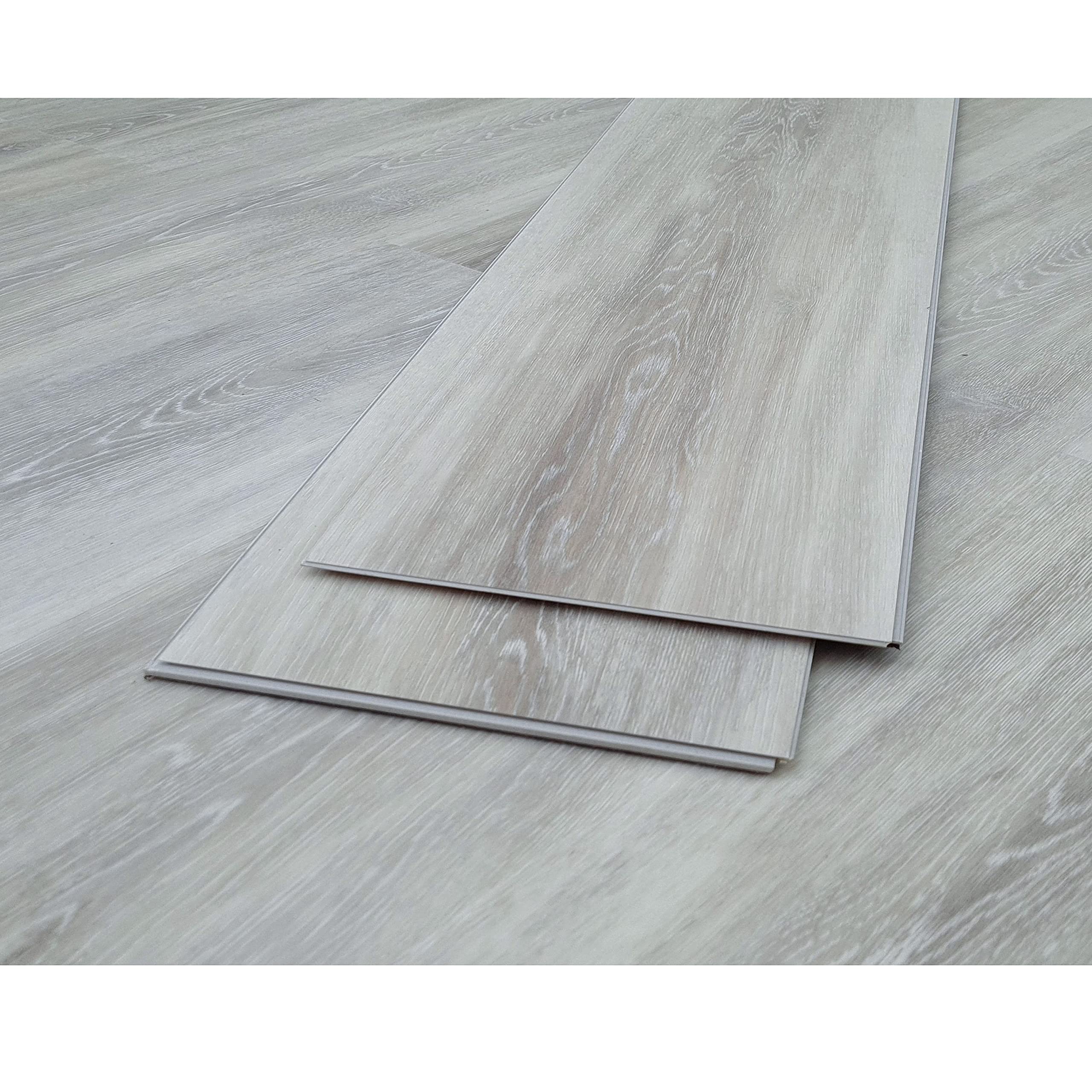 TRECOR Suelo de diseño RIGID de vinilo de 6,5 mm de grosor con capa útil de 0,5 mm, incluye sonido de pisada, resistente al agua, 1 m² (suelo de vinilo | 1 m², roble premium plateado)