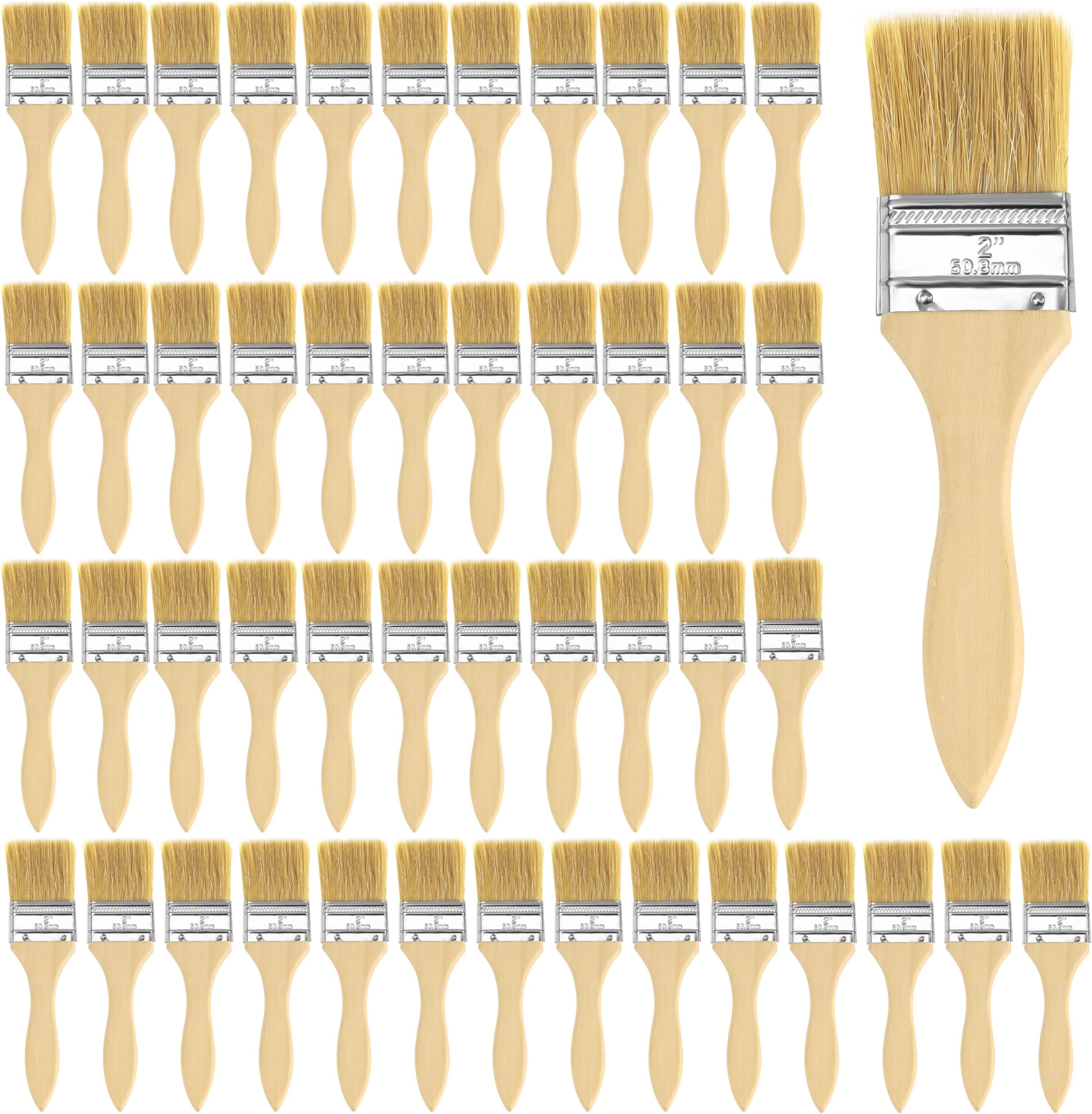 – Kurtzy 2 Inch/5.08cm Chip Paint Brushes (48 Pack) - Professional Wooden Handle Paintbrush Set for Paint, Stains, Varnishes, Glues and Home DIY