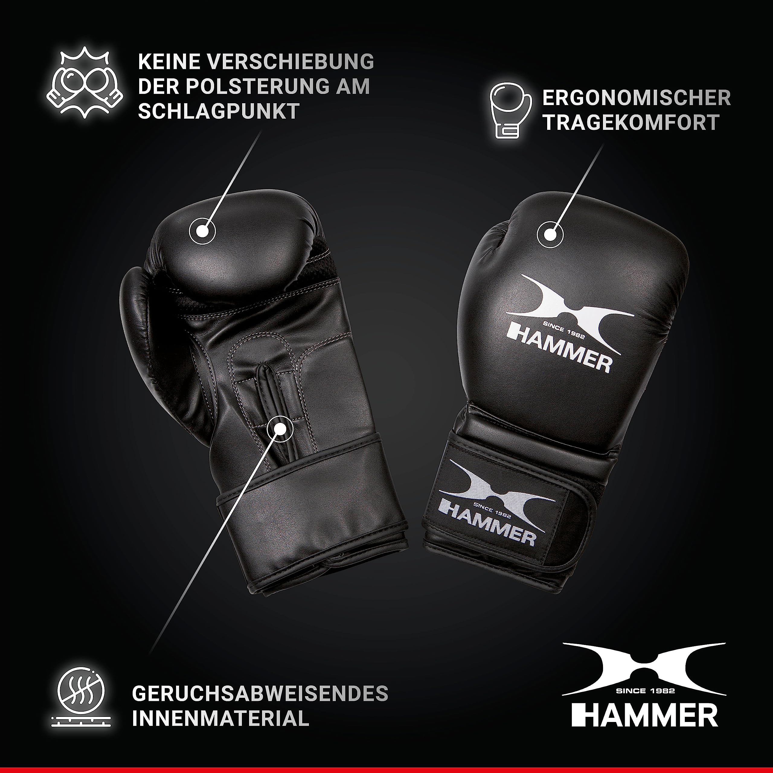 HAMMER Box-Set Sparring Professional - Boxsack Set, Gefüllt, 80 cm, nummeriert mit Trefferflächen, Boxhandschuhe 10 oz, Springseil, Profi-Deckenhacken