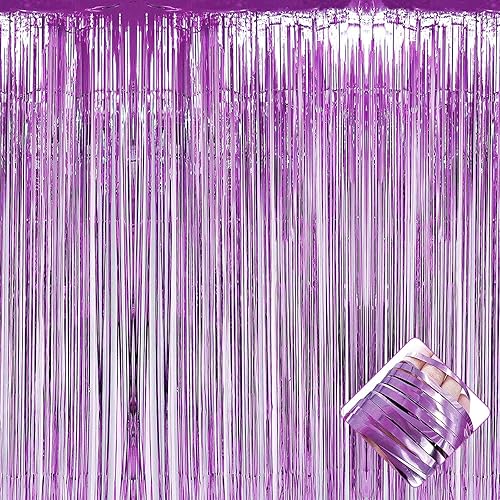 Miniatura 8 de Paquete de 4 cortinas de flecos de papel de aluminio, 3.2 pies x 9.8 pies, cortinas metálicas de oropel para fiestas, accesorios de cabina de fotos,