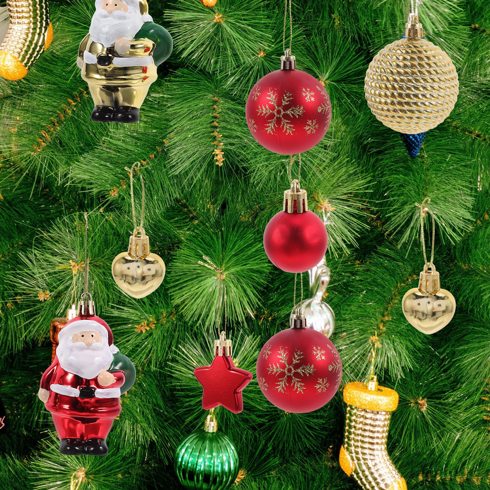 Toyvian 288 Pièces Ensemble de Boules de Noël Suspendues Rouge en Résine | Décorations Festives Légères, Faciles à Accrocher, Réutilisables, pour Sapin et Célébrations Hivernales