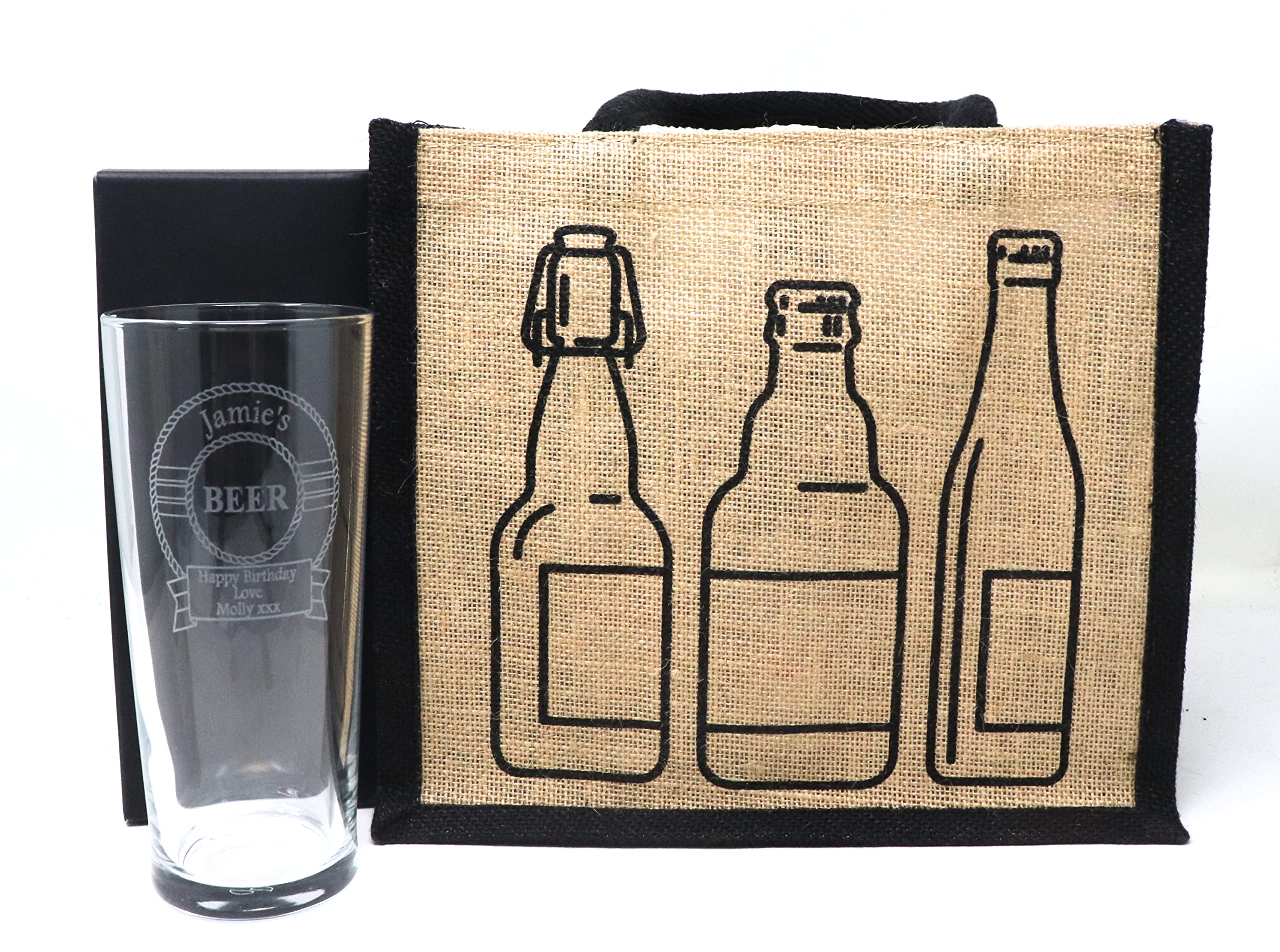 Hawkstone Lager Beer Gift Set With 6 Bottles & Personalized Engraved Pint Glass – For Dad, Birthday, Christmas