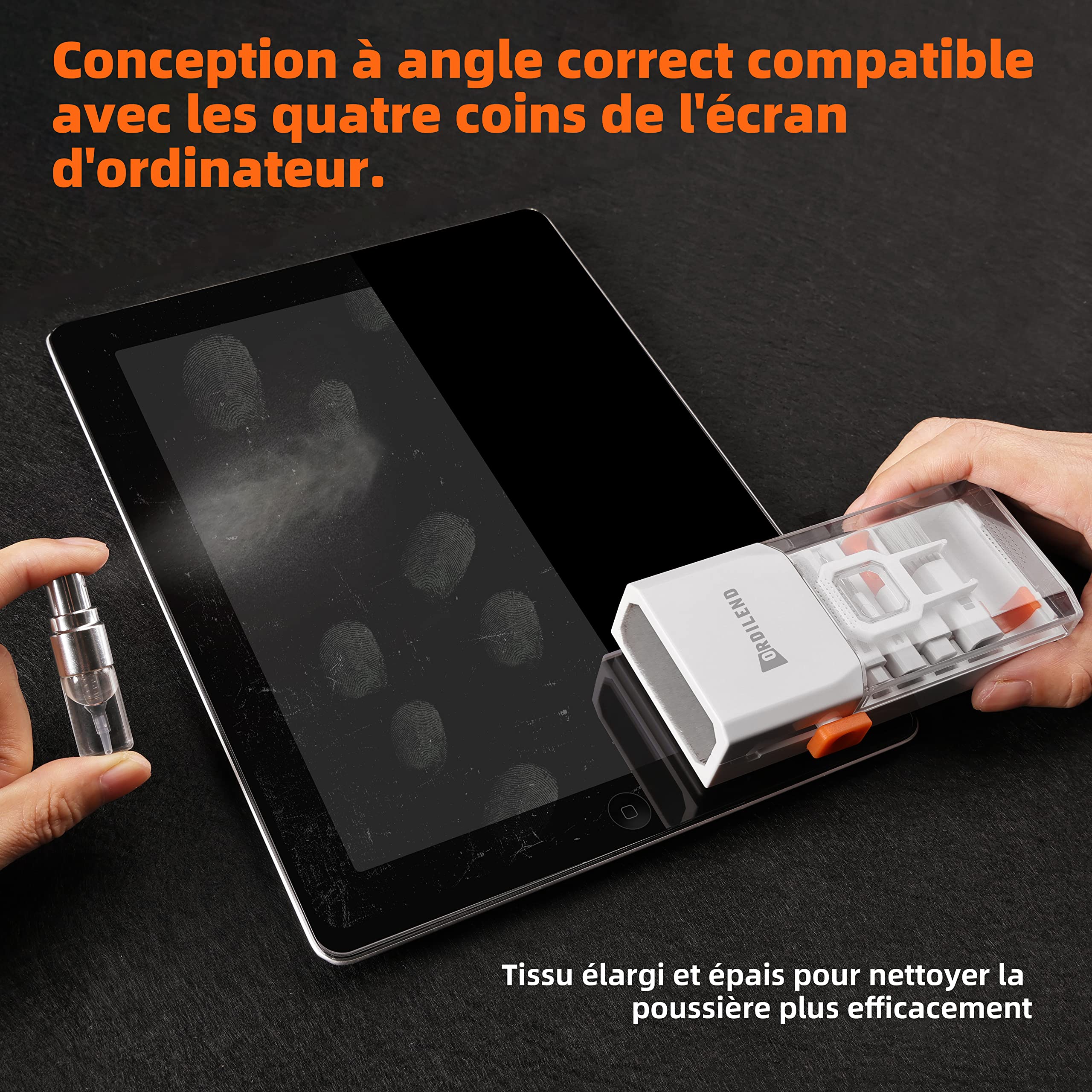 Ordilend Kit de Nettoyage pour iPhone Airpods Claviers Ordinateurs et Tablettes,Nettoyeur d'écran Multifonctionnel pour Ecouteurs,Téléphones,Appareils Photo,Tout-en-Un avec Brevet-Blanc