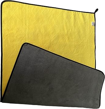 Large Microfiber Drying Towel for Car, Great Thick Soft Plush Towels, 36 x 24inches 800GSM Thickness, Quality, Washable, Absorbency No Scratch Lint Free Drying Towel 36 x 24inches,Grey-Yellow,1pack