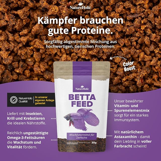 Foto 2 de 6 de NatureHolic Bettafeed - Bettafutter I alimento Especial para Peces Luchadores I con Todo lo Que Necesitan…