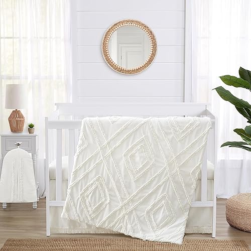 Sweet Jojo Designs Juego de ropa de cama para cuna de bebé de 4 piezas (100% algodón blanco roto bohemio chic) para niños o niñas, bebésguardería