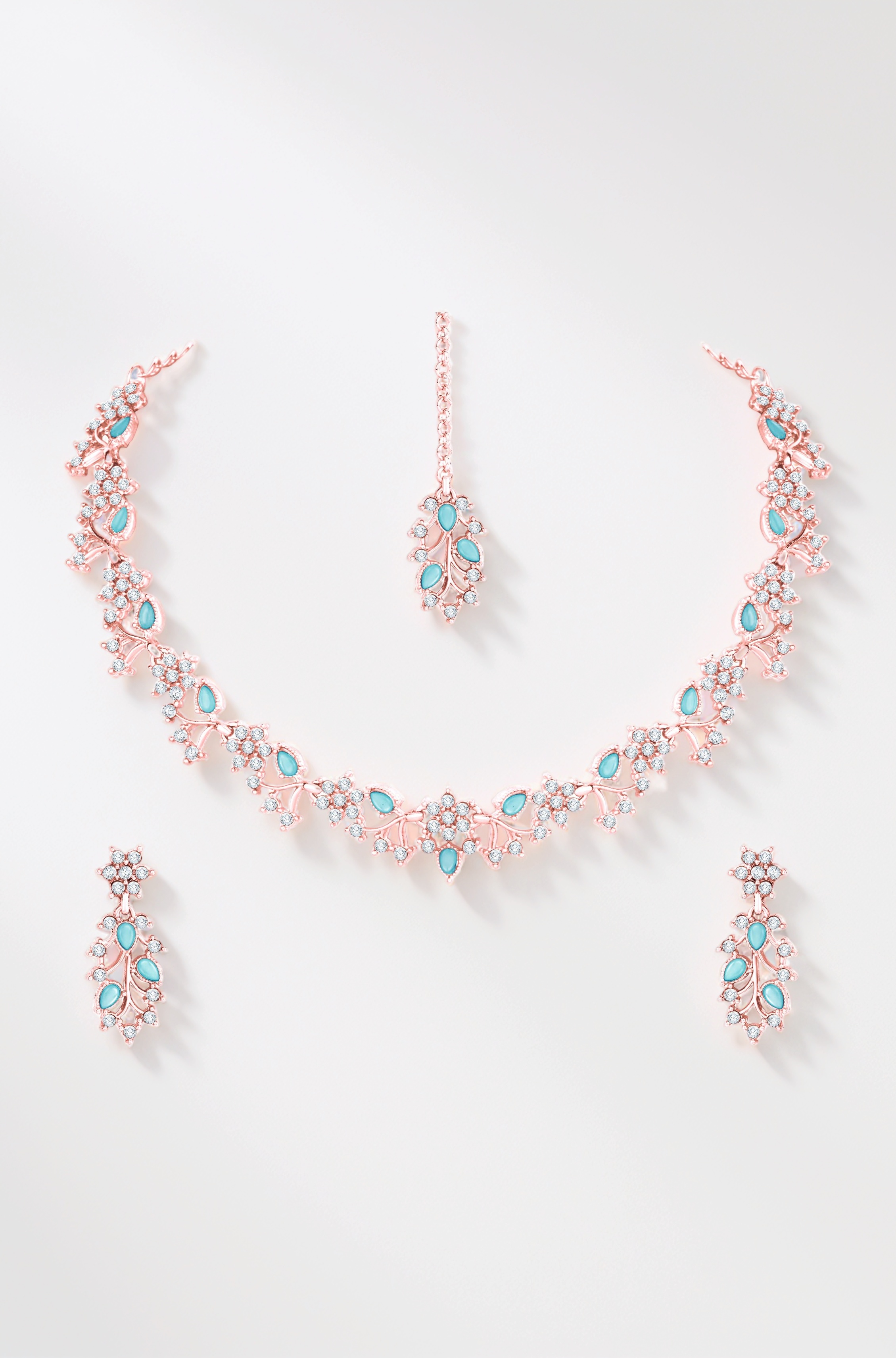 Atasi International American Diamond AD with Colorful Crystal Necklace Jewellery Set for Women/Girls | Perfect for Weddings, Parties & Festive Occasions