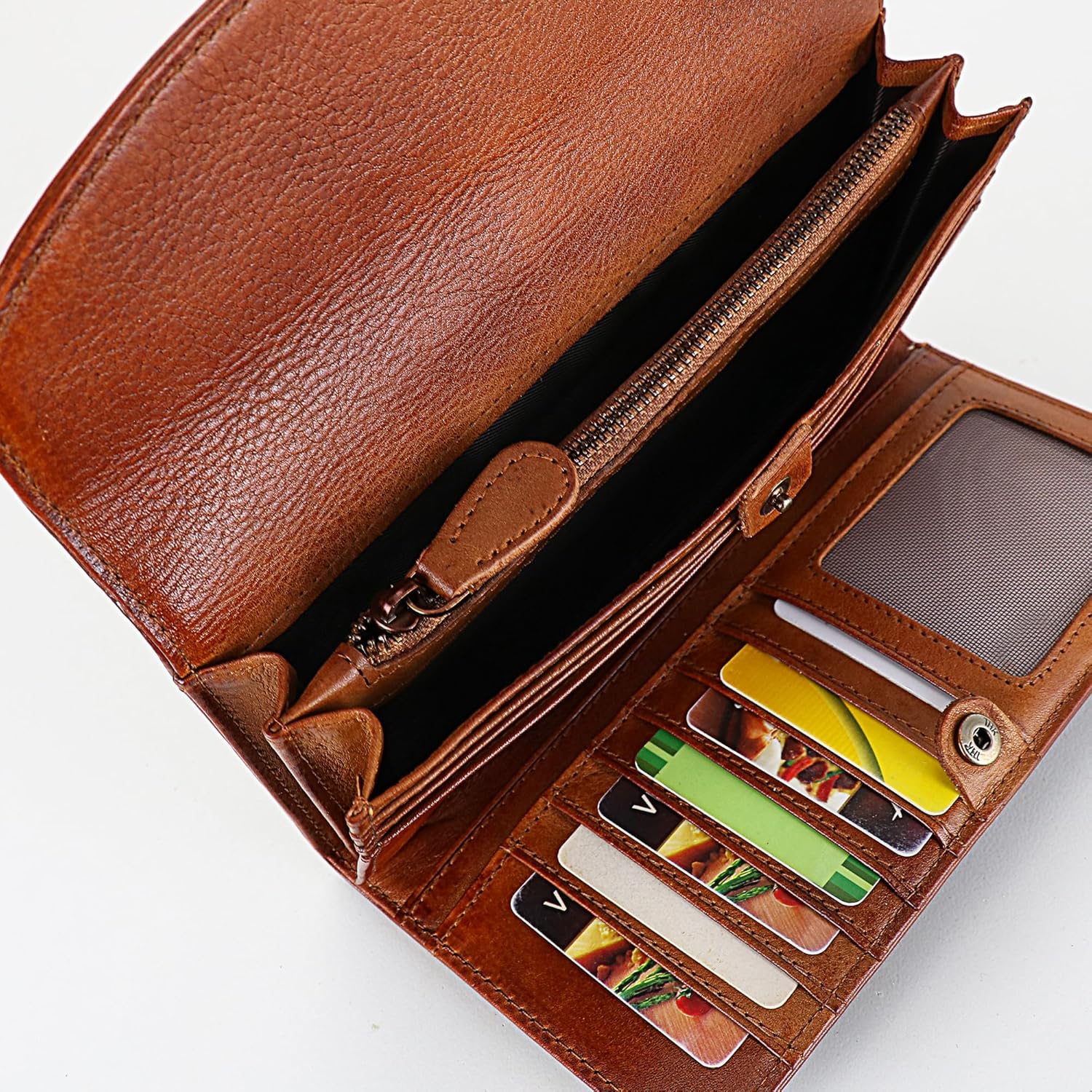 ORIREAL Women's Wallet Genuine Leather Wallet for Ladies Large Capacity Hand-Crafted Wallet Card Holder Purse - Image 6