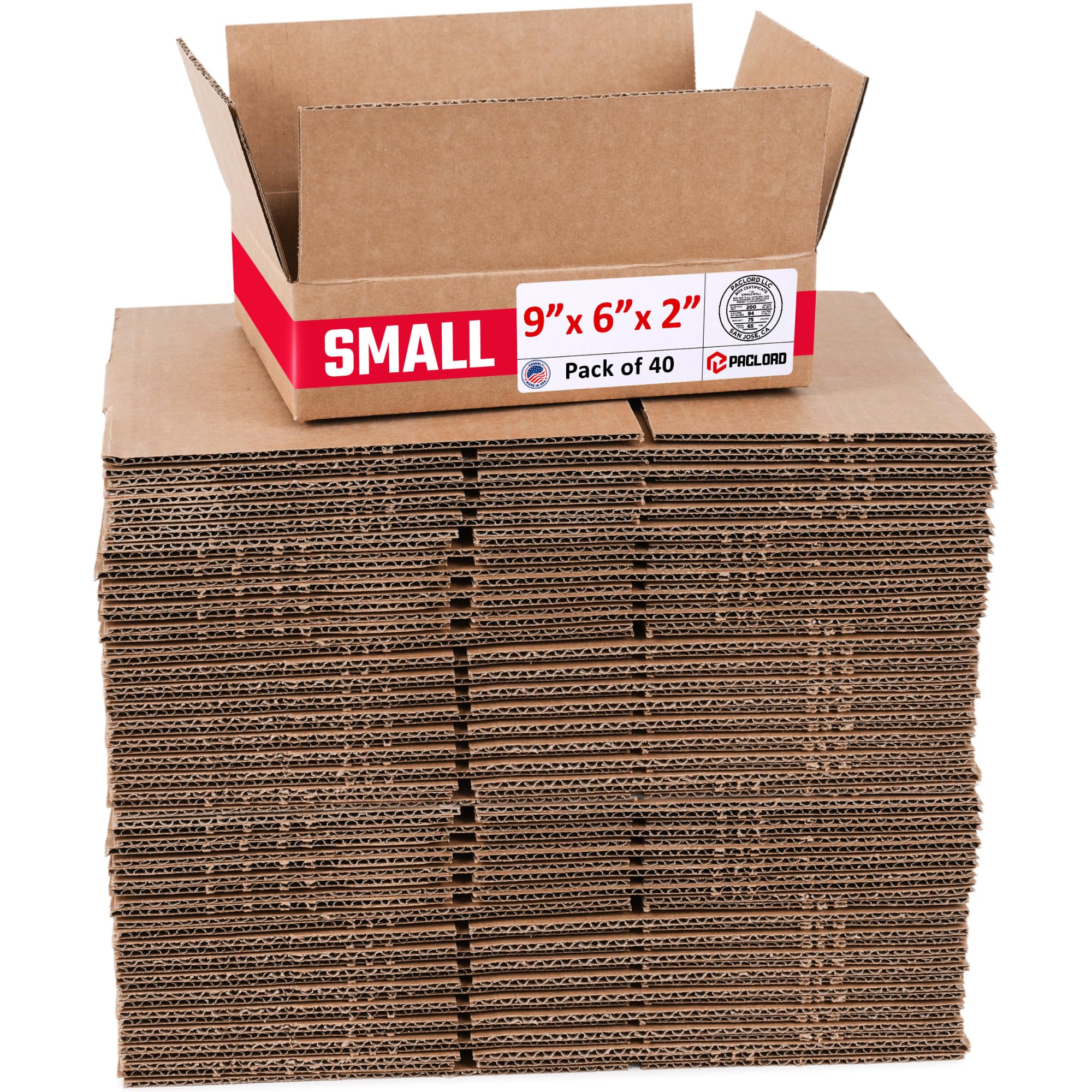 Small Cardboard Boxes 9"L x 6"W x 2"H (Pack of 40) - USA-Made Packing Boxes for Moving, Shipping, or Storage - USPS, UPS, FedEx Approved - Professional Packing Supplies for Moving | USA-Made Packing Boxes for Moving, Shipping, or Storage - USPS, UPS, FedEx Approved - Professional Packing Supplies