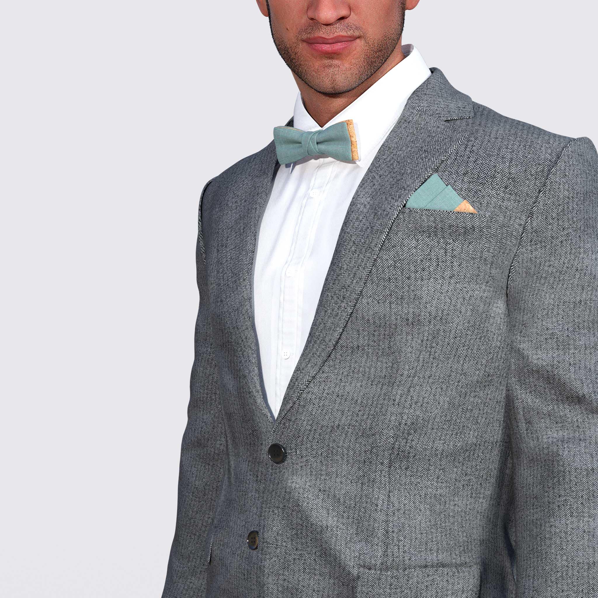Herrenfliege aus Leinen + Kork | Eukalyptus Canyon Natur | Vegane Leinenfliege | Skinny Batwing Selbstbinder Optik | Hochzeit & Festliche Anlässe | Handgefertigt