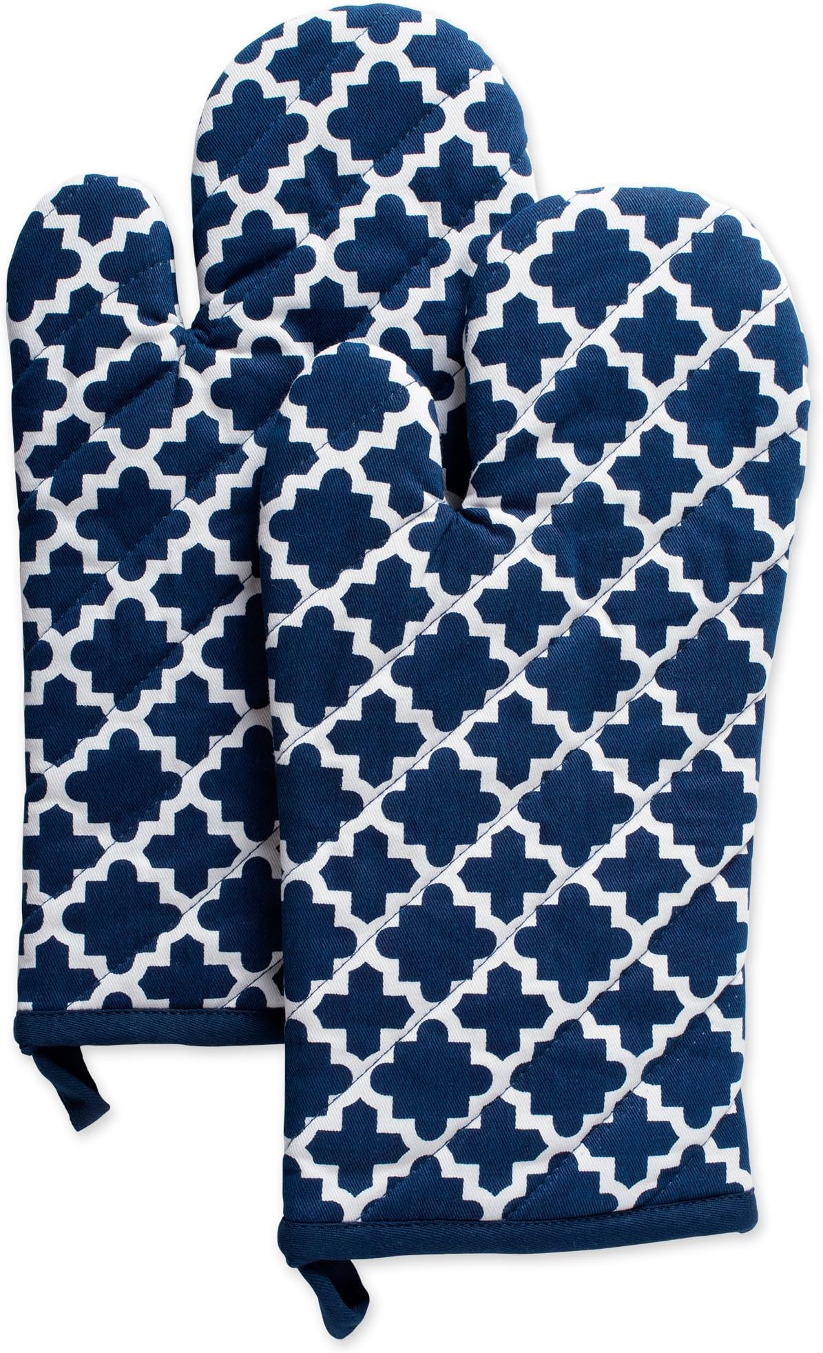 DII Lattice Basics Collection Kitchen Essentials, Oven Mitt Set, Nautical Blue, 2, Piece