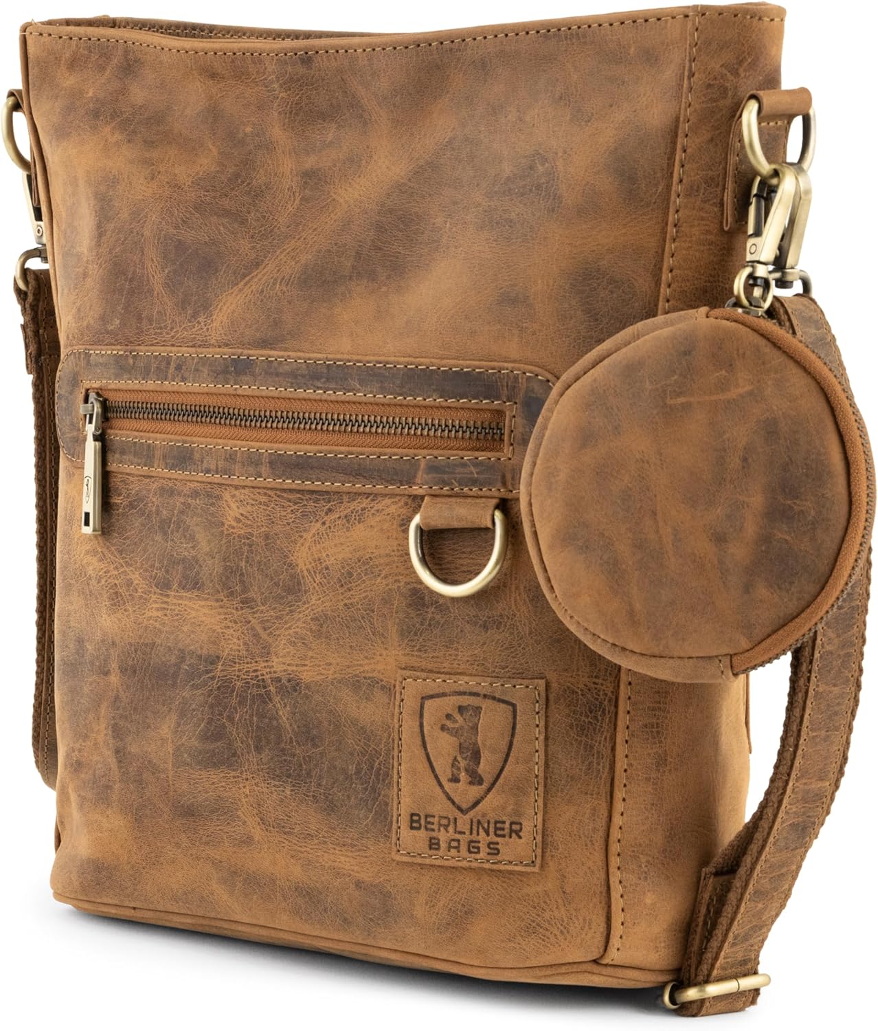 BERLINER BAGS Vintage Genuine Leather Shoulder Bag...