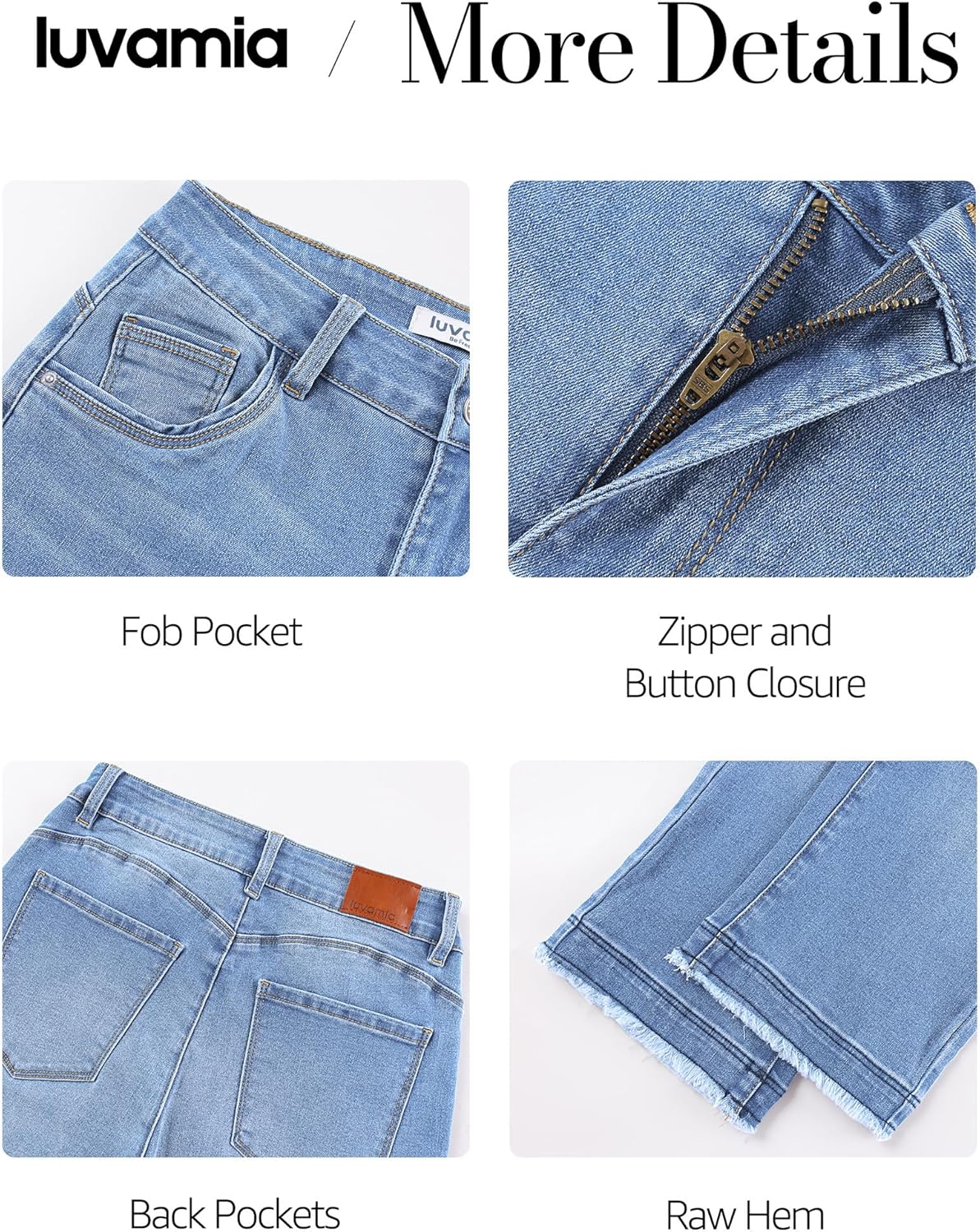 luvamia Capri Jeans for Women Trendy Mid Rise Distressed Raw Hem Casual Summer Stretchy Denim Capris Pants Relaxed Fit - Image 6