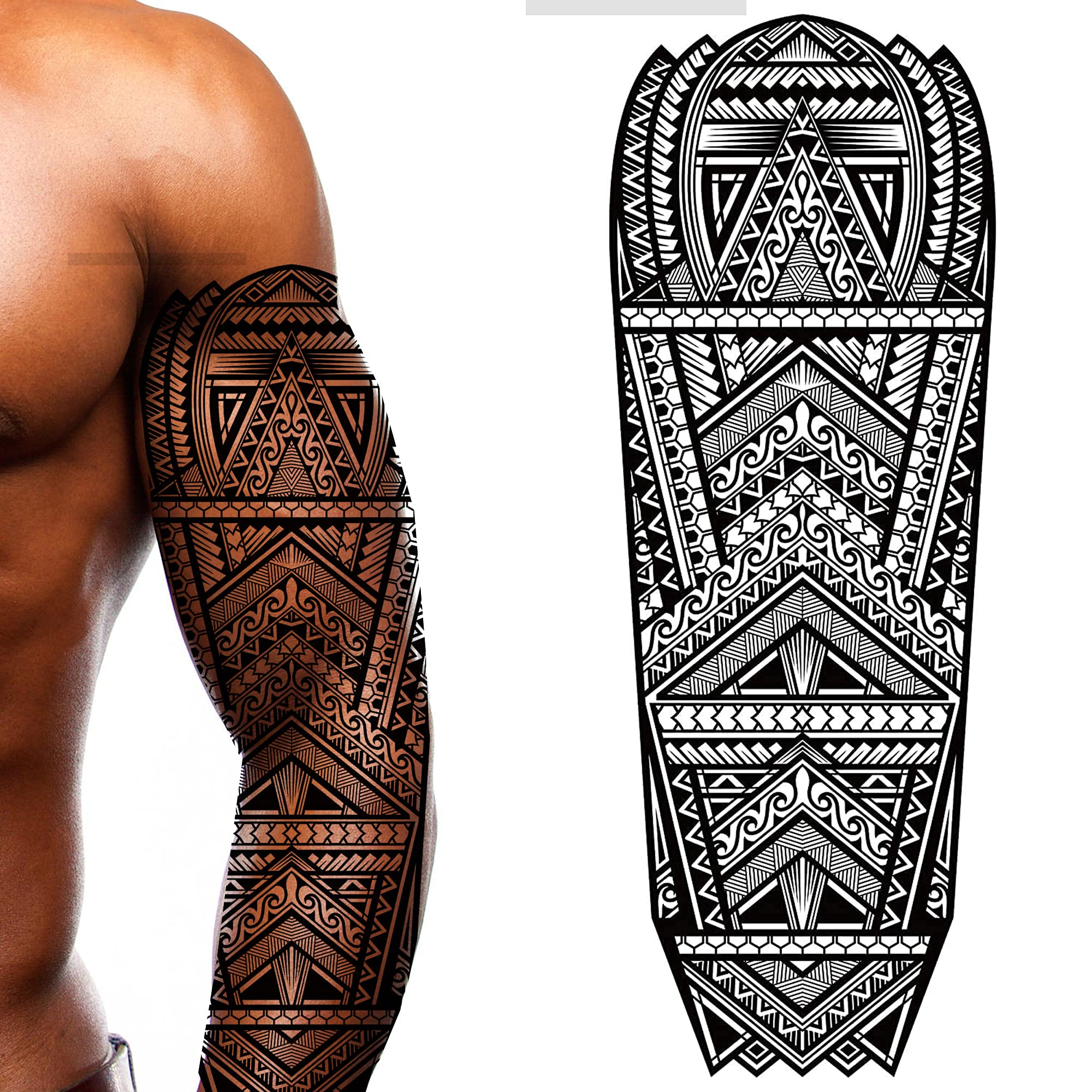 Tatodays Temporary tattoo aztec polynesian tribal stick on transfer adult temp tattoo body art sticker sleeve fancy biker rocker dress halloween - Image 3