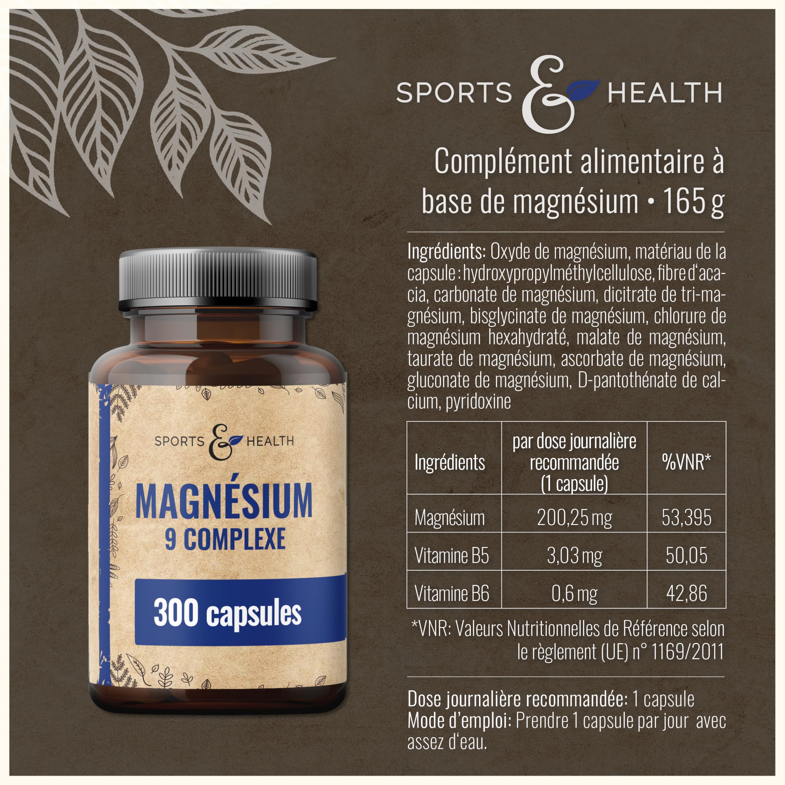 Magnesium Complex Hautement Dosé 400mg - [300x Gélules - 9 Composés de Magnésium] – Magnnésium Hautement Dosé Gélules – Magnnesium Complex Vitamine B – Oxyde de Magnesium Bisglycinate