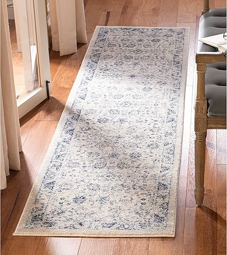Miniatura 3 de SAFAVIEH Charleston Collection - Alfombra de área de 5 pies 3 pulgadas x 7 pies 6 pulgadas, azul marino y gris claro, diseño oriental envejecido, no