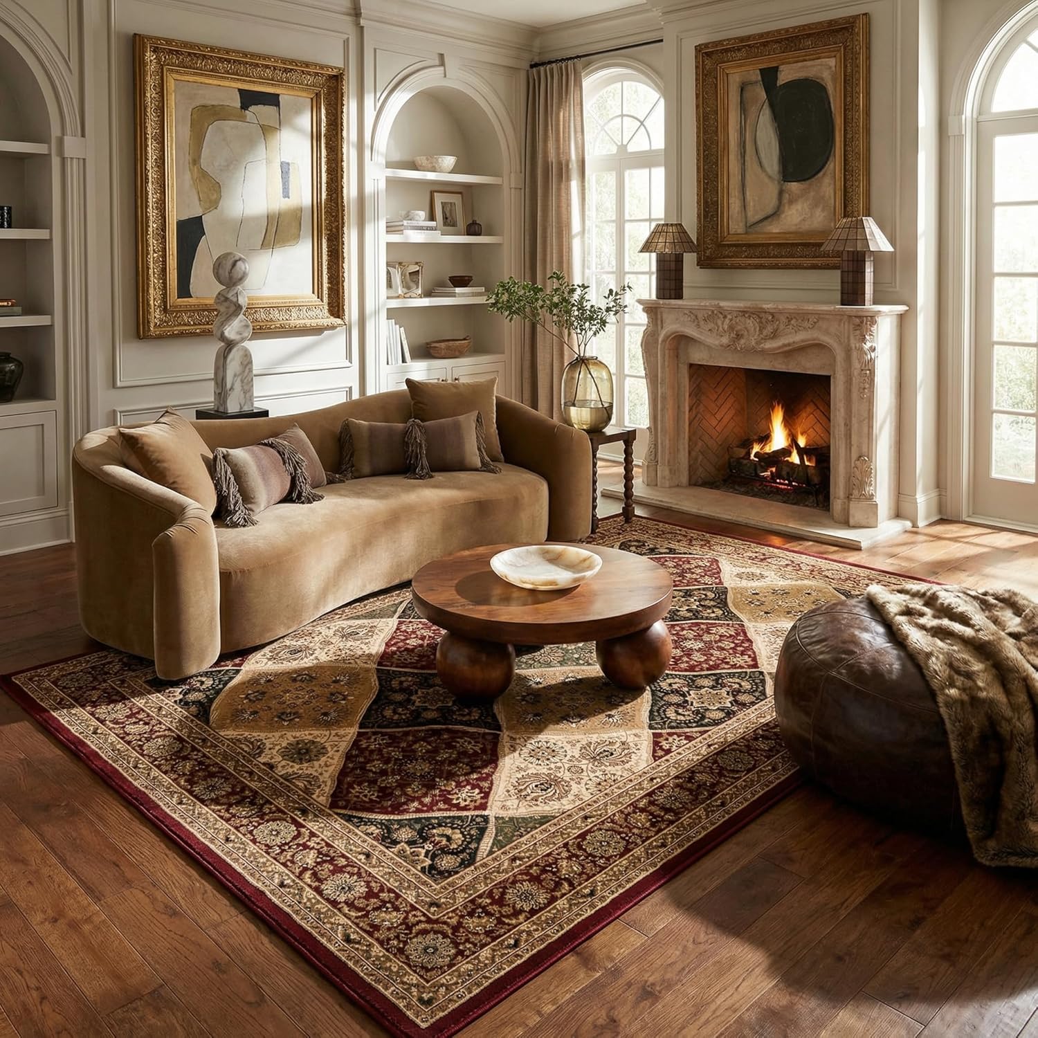 RUG BRANCH Majestic Traditional Persian Beige Black Indoor Runner Rug for Entryway, Hallway, Bathroom, and Kitchen - 3' x 15' (2'8" X 15')