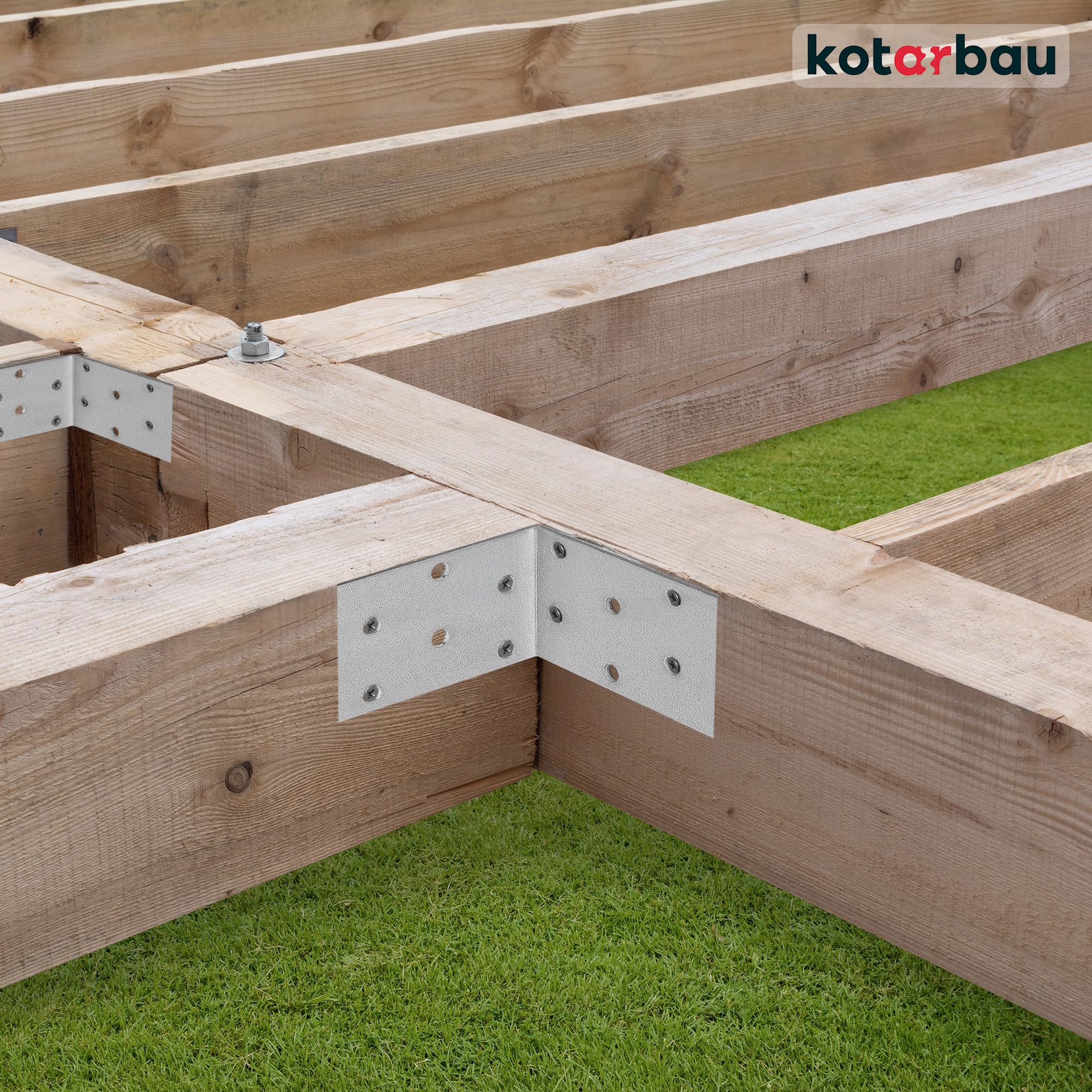 KOTARBAU 100er Set Winkelverbinder 60 x 60 x 40 mm Stahl Bauwinkel Montagelöcher Möbelwinkel Verzinkt Schwerlast Holzverbinder Montagewinkel Stuhlwinkel