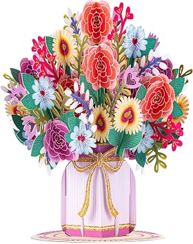 Paper Love HugePop Harmony Bouquet Pop Up Card, With Detachable Paper Flower Bouquet, Gift for Birthday, Wedding, Anniversary, Graduation, Get Well, Thank You, All Occasion - Jumbo 10" x 14" Cover