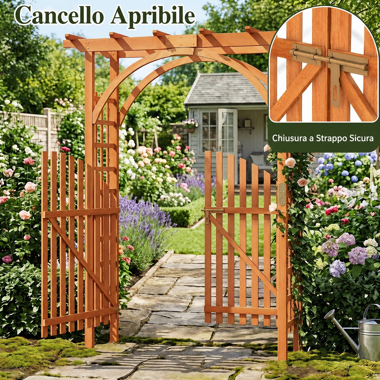 COSTWAY Arco da Giardino in Legno Abete, Pergola per Piante Rampicanti