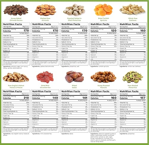 Miniatura 7 de We Got Nuts Gourmet cesta de regalo de nueces surtido de vacaciones en siete secciones reutilizable bandeja de madera hexagonal con cinta verde