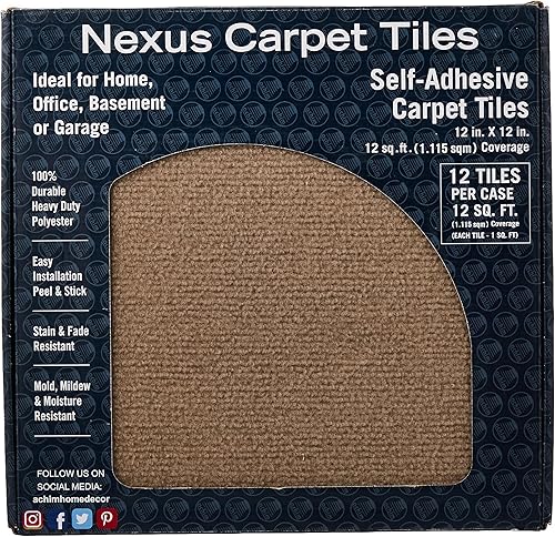 Miniatura 2 de Tapete autoadhesivo para enmoquetado Nexus de 12 x 12 pulgadas, color borgoña, de Achim Home Furnishings, NXCRPTTN12