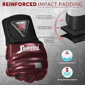 Xinluying MMA Boxing Gloves, 28CM Wide Wristband, PU, for Men, Women & Kids | Abrasion-Resistant, Thick EVA padding, for Heavy Bag & Punch Bag Training, Muay Thai, Sparring, Kickboxing, Grappling